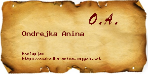 Ondrejka Anina névjegykártya